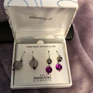 Sterling silver and glass earrings